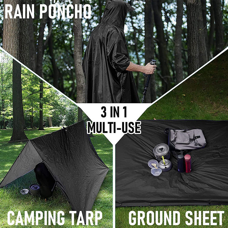 3-in-1 Waterproof Rain Poncho & Emergency Shelter, Brown