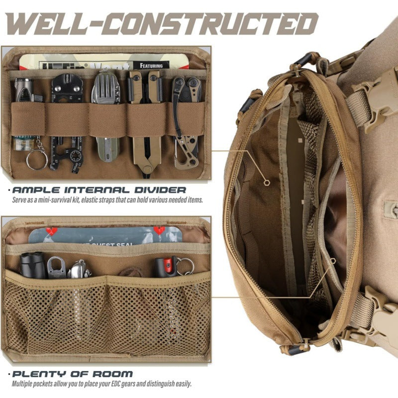 Khaki Minimalist Tactical Chest Rig - Lightweight Recon Pouch