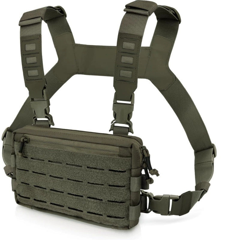 Green Minimalist Tactical Chest Rig - Lightweight Recon Pouch