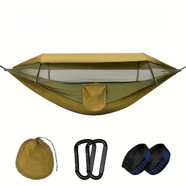 2-Person Camping Hammock with Mosquito Net & Sunshade, Camo Green