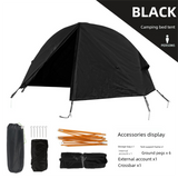 Single-Person Off-Ground Camping Tent for Camp Bed, Mosquito Net, Black