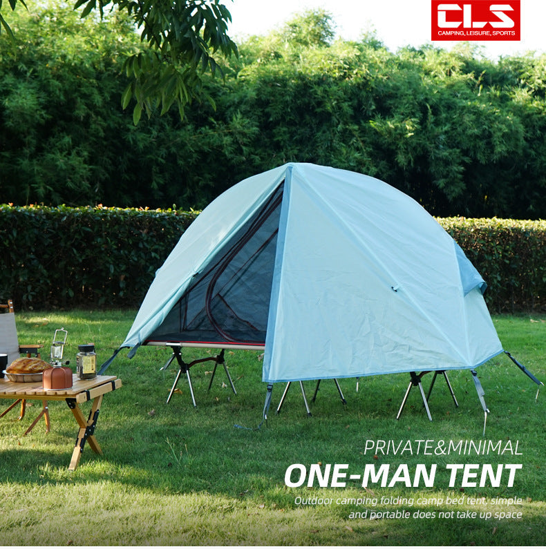 Single-Person Off-Ground Camping Tent for Camp Bed, Mosquito Net, Black