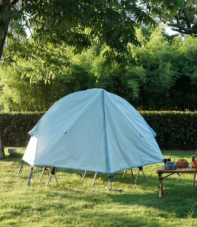 Single-Person Off-Ground Camping Tent for Camp Bed, Mosquito Net, Black