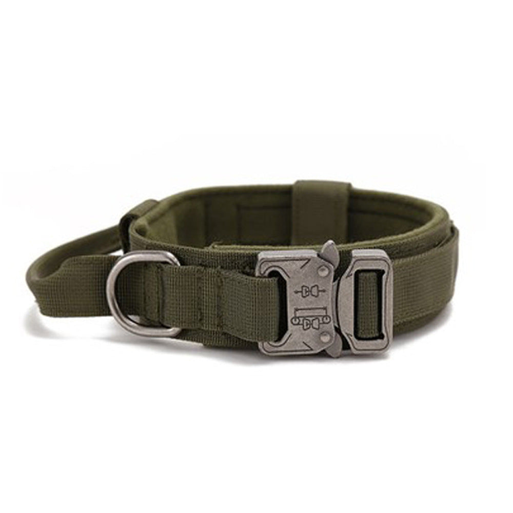 L Army-green Heavy Duty Tactical Dog Collar