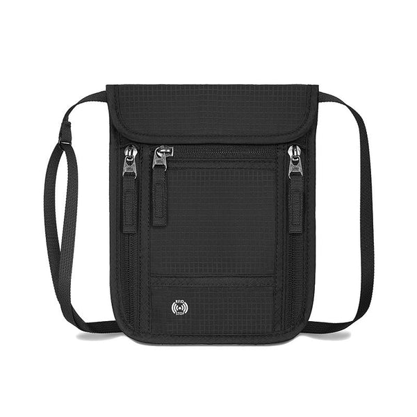 Black RFID Neck Passport Holder