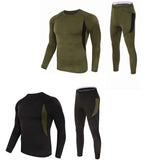 Tactical Thermal Underwear Set, 2-Pack, Black+Green, M