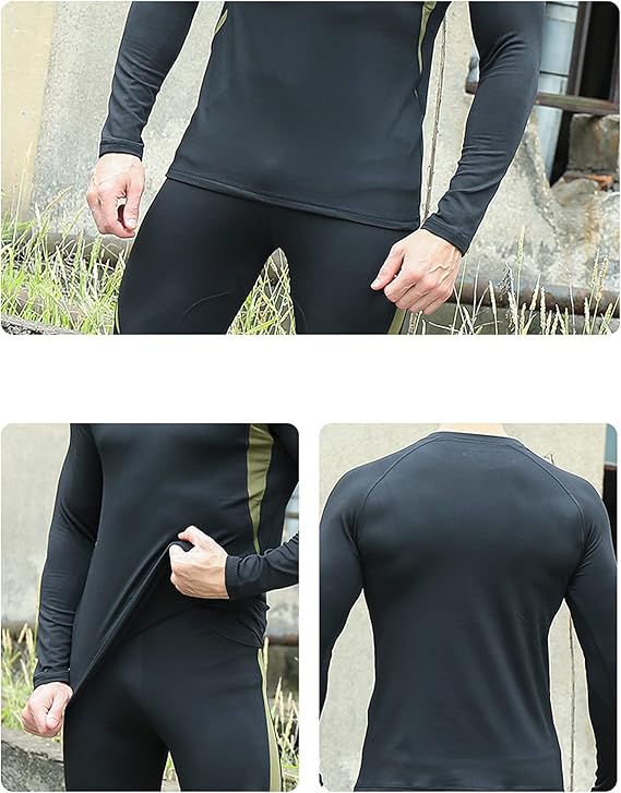 Tactical Thermal Underwear Set, 2-Pack, Black+Green, M