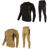 Tactical Thermal Underwear Set, 2-Pack, Black+Khaki, M