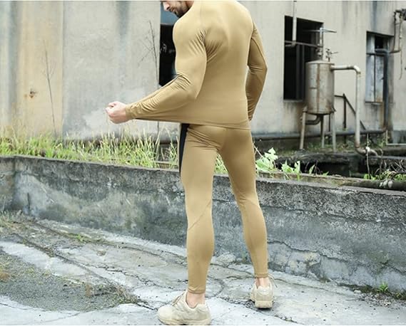 Tactical Thermal Underwear Set, 2-Pack, Black+Khaki, M
