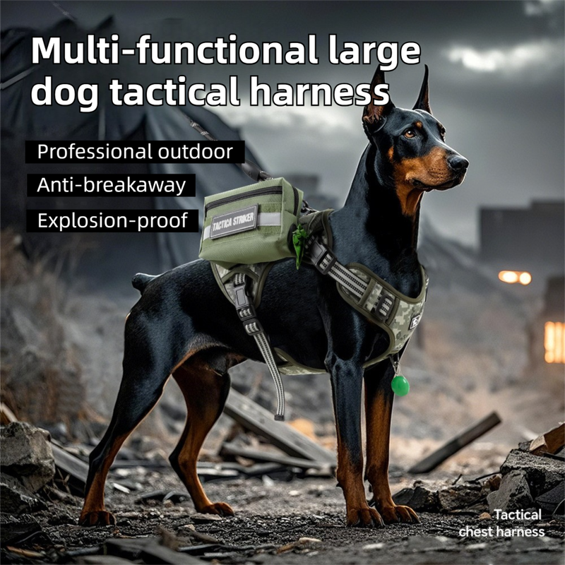 3-Piece Camouflage Tactical Dog Harness Set (L Size)