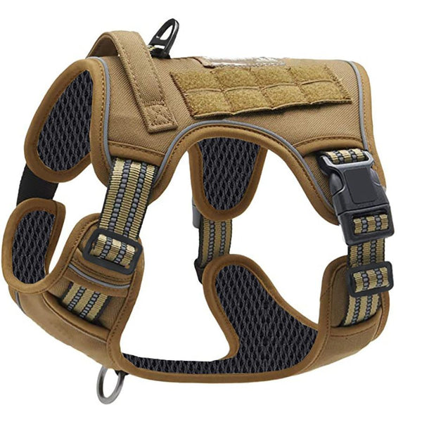 Khaki Professional Adjustable Tactical Dog Mesh Harness - Small