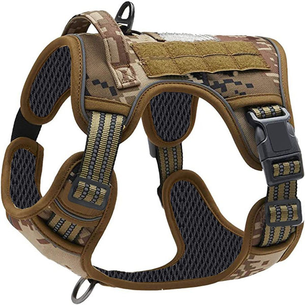 Camouflage Professional Adjustable Tactical Dog Mesh Harness - Small