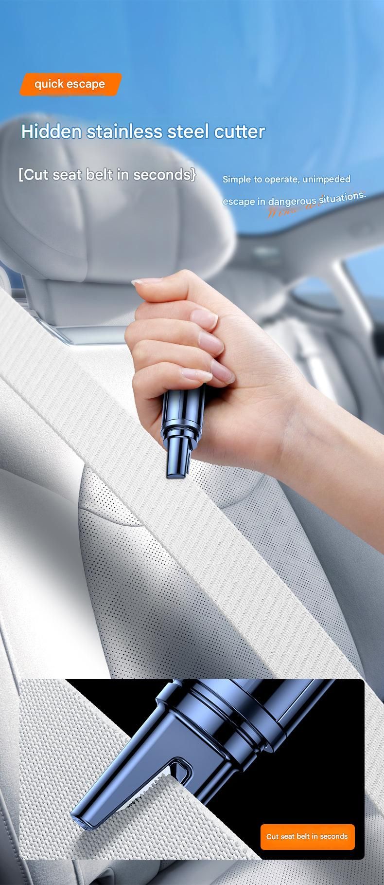 2-in-1 Car Window Breaker & Seatbelt Cutter, Black