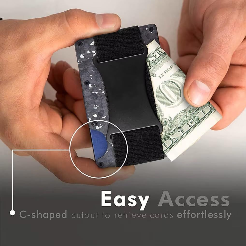 Army green Slim RFID Blocking Aluminum Card Holder - Metal Wallet with Cash Strap Minimalist Card Case