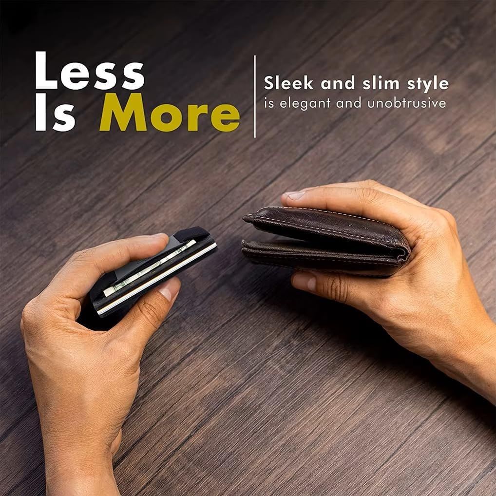 Dark green Slim RFID Blocking Aluminum Card Holder - Metal Wallet with Cash Strap Minimalist Card Case