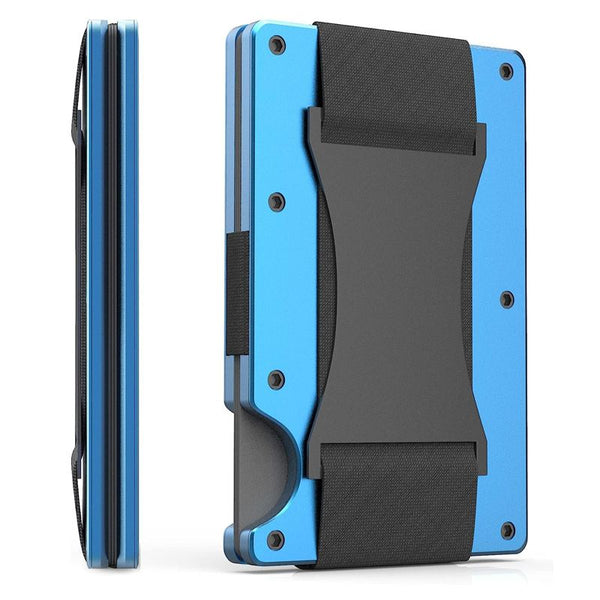 Blue Slim RFID Blocking Aluminum Card Holder