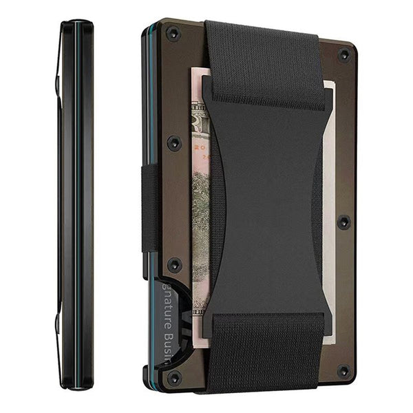 Coffee color Slim RFID Blocking Aluminum Card Holder