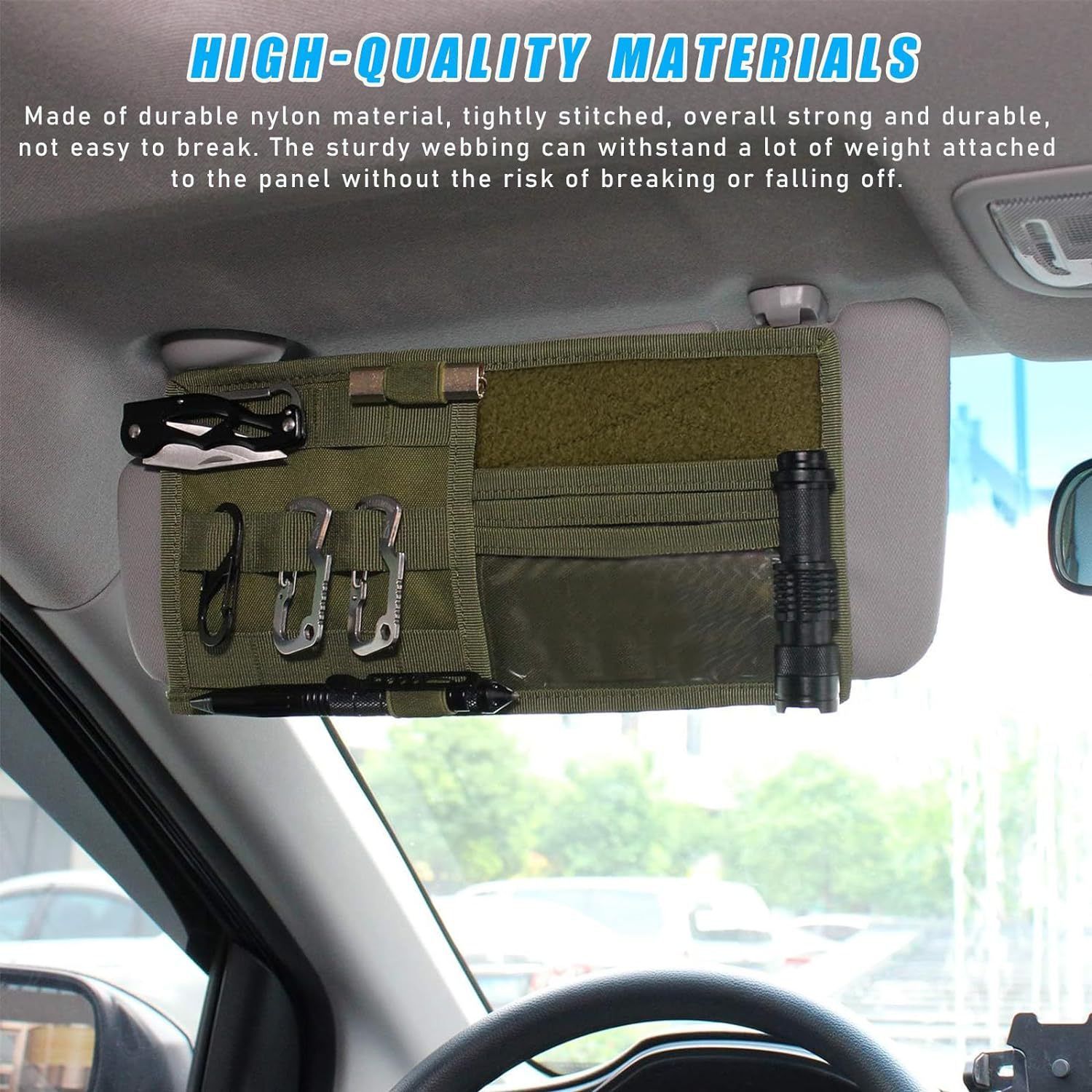 Khaki Tactical Molle Car Sun Visor Organizer