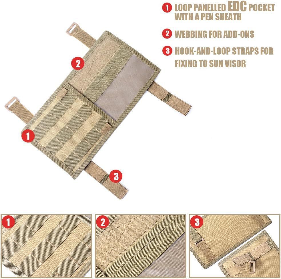 Khaki Tactical Molle Car Sun Visor Organizer