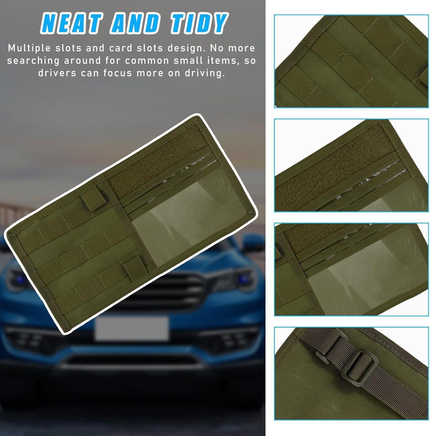 Khaki Tactical Molle Car Sun Visor Organizer