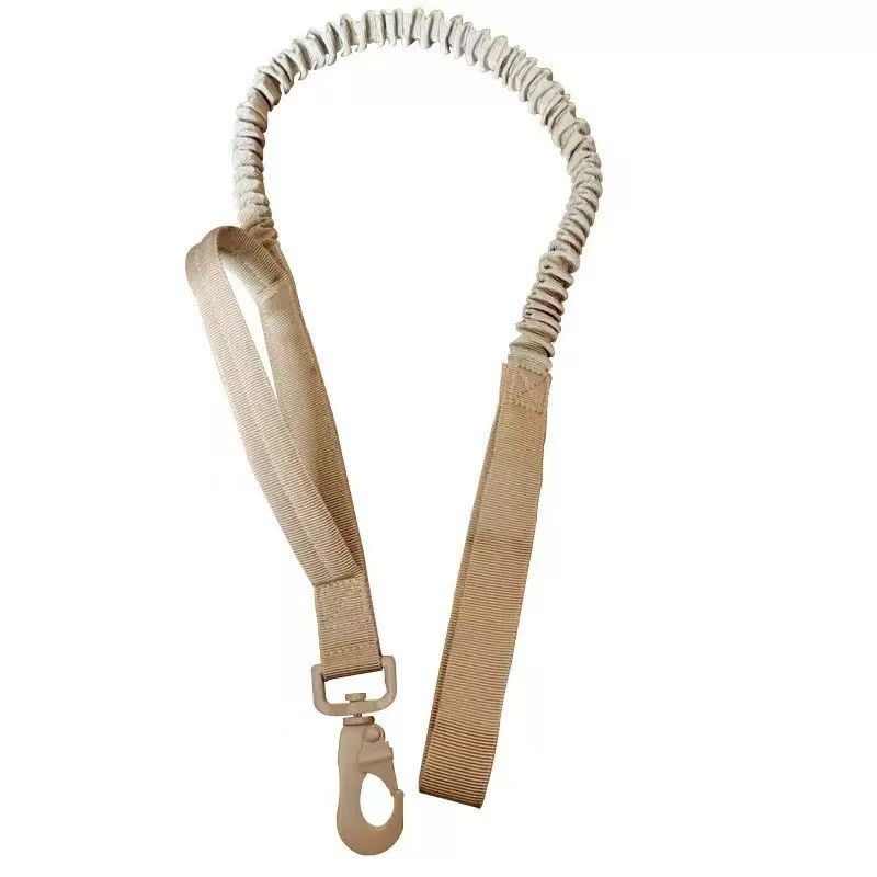 Khaki Tactical Dog Collar and Bungee Lead Set (M size)