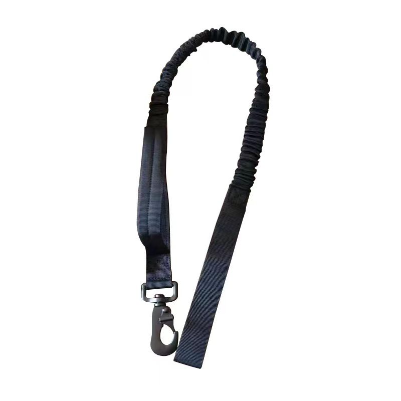 Black Tactical Dog Collar and Bungee Lead Set (L size)