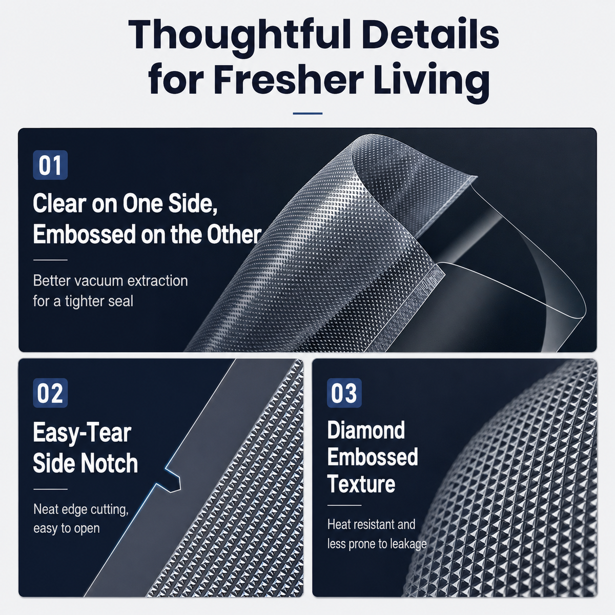 Embossed Vacuum Sealer Bag Rolls, 2 Pack, 30cm x 5m