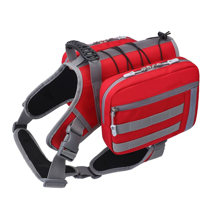 2-in-1 Dog Saddlebag Harness Backpack, Red