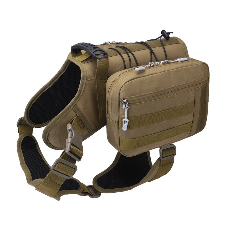 2-in-1 Dog Saddlebag Harness Backpack, Khaki
