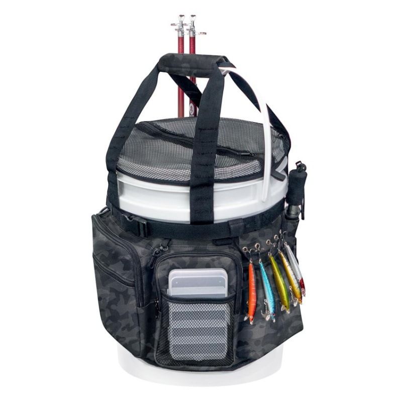 Camouflage Fishing Bucket Storage Wrap & Mesh Cover, 87 x 28 cm
