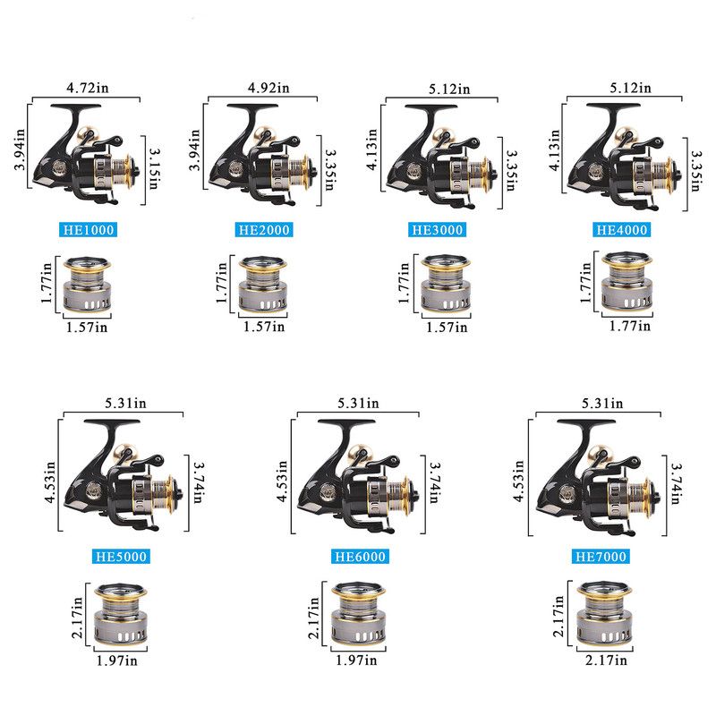 Foldable Handle Spinning Fishing Reel, 4000 Size