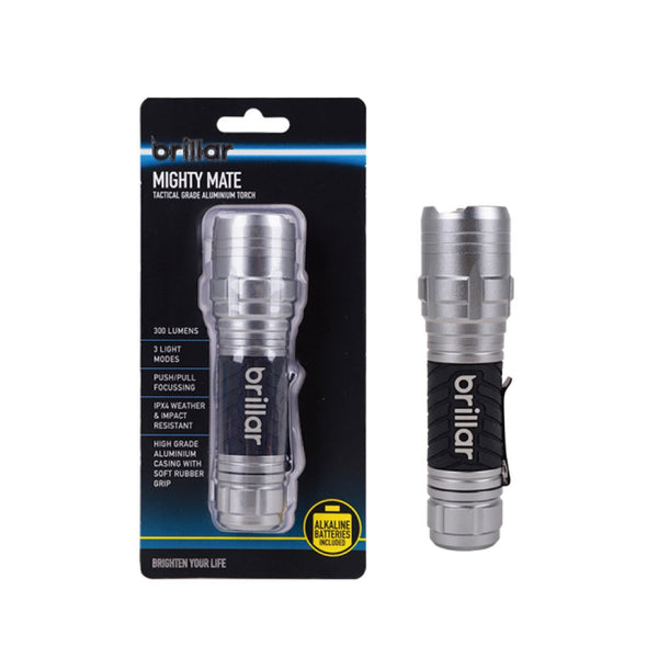 Brillar Mighty Mate 300 Lumen LED Torch, Black