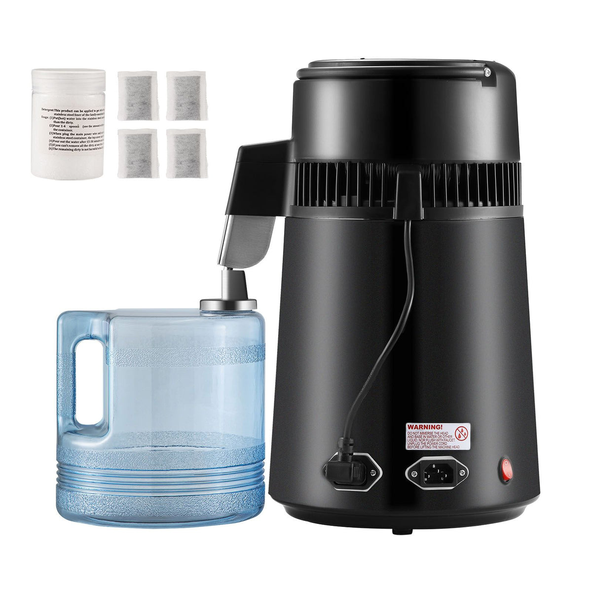 4L Water Distiller, 750W, Stainless Steel Interior, Black