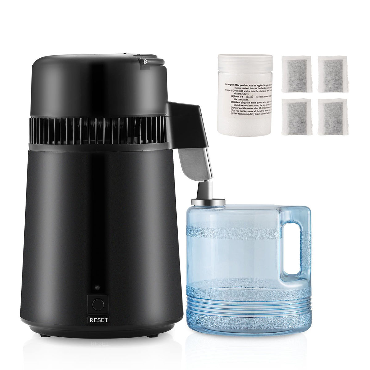 4L Water Distiller, 750W, Stainless Steel Interior, Black