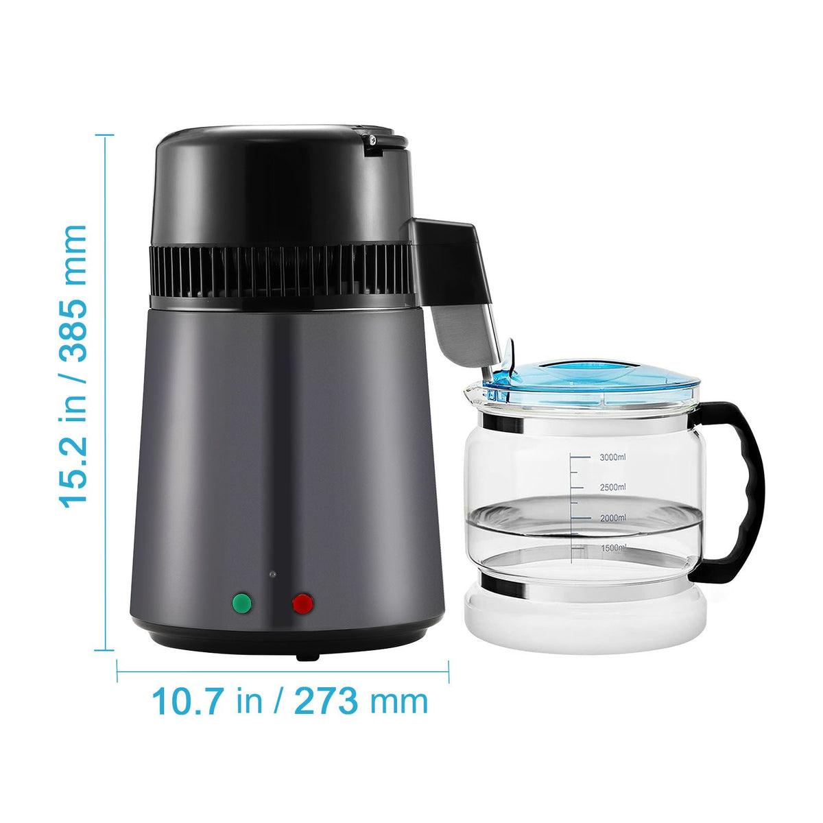4L Water Distiller, 750W, Stainless Steel Interior, Grey