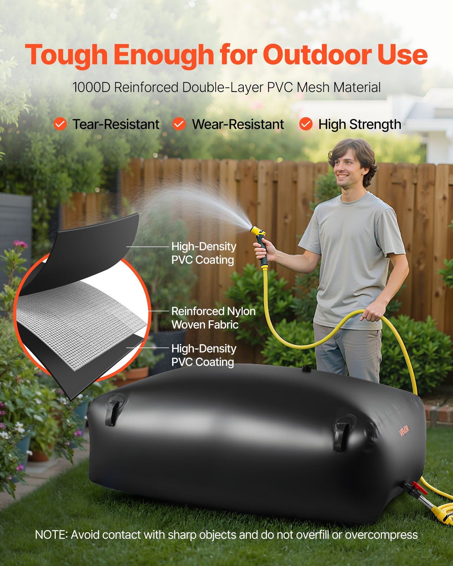 540L (142.7 Gallon) Heavy-Duty PVC Water Storage Bladder