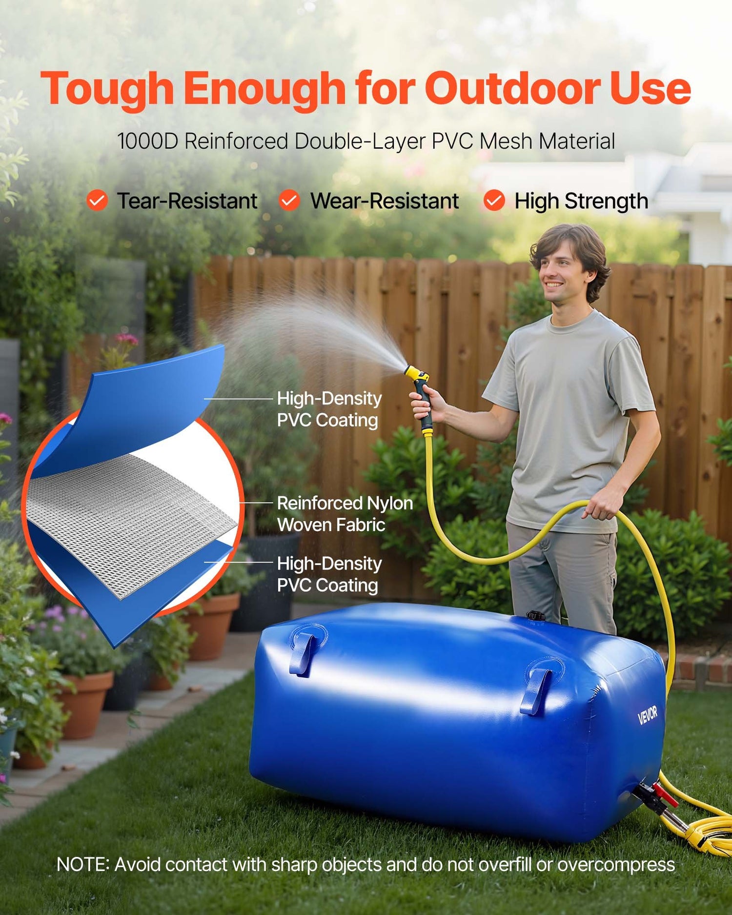 240L (63.4 Gallon) Heavy-Duty PVC Water Storage Bladder