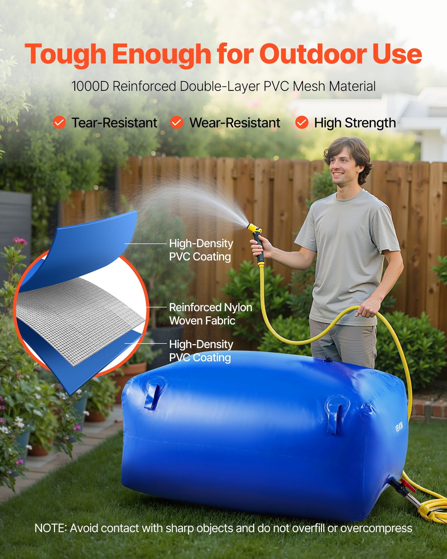 400L (105.7 Gallon) Heavy-Duty PVC Water Storage Bladder