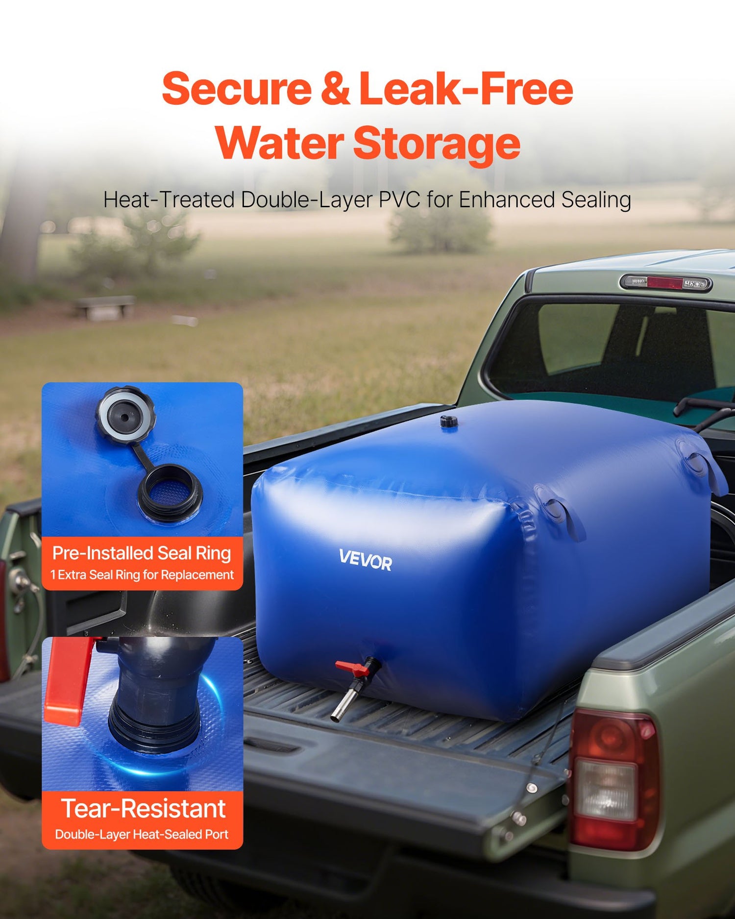 400L (105.7 Gallon) Heavy-Duty PVC Water Storage Bladder