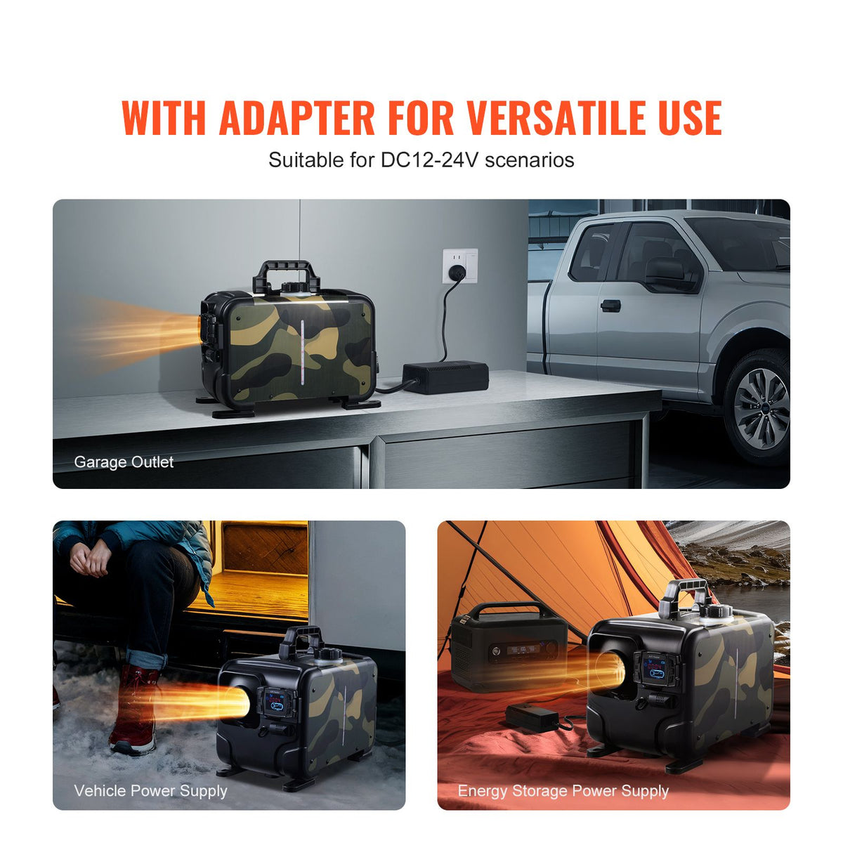 8kW Horizontal Diesel Air Heater, 12V/24V, CO Alarm, Bluetooth App