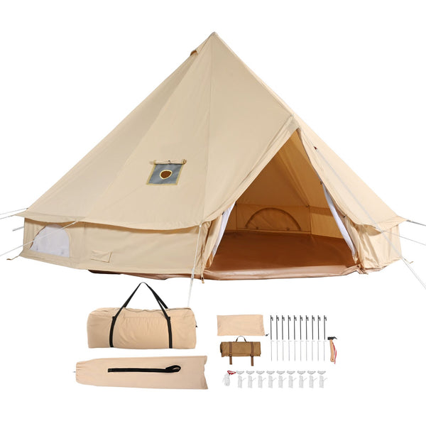 Canvas Bell Tent, 3 m, with Stove Jack, Sleeps Up to 4