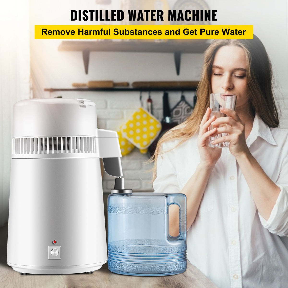 4L Water Distiller with Collection Bottle, 750W, Stainless Steel Interior