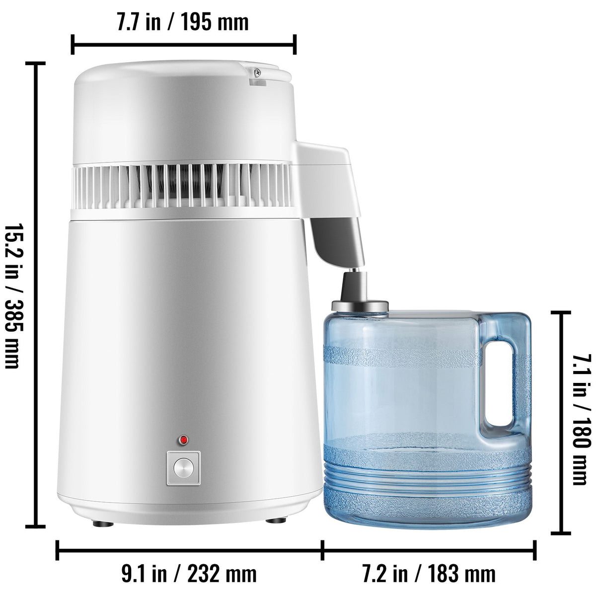 4L Water Distiller with Collection Bottle, 750W, Stainless Steel Interior