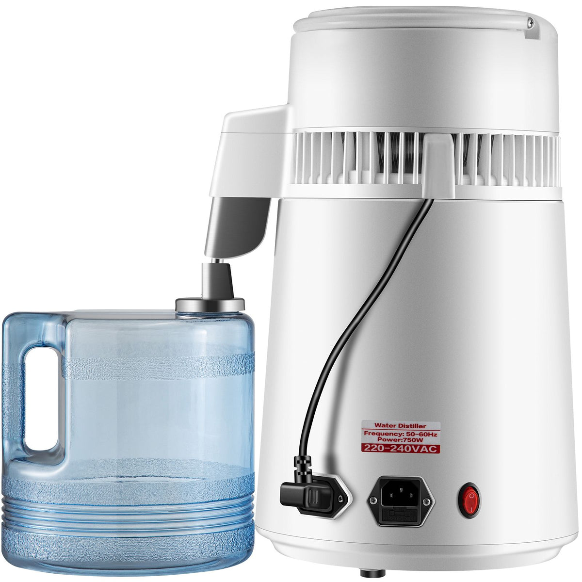 4L Water Distiller with Collection Bottle, 750W, Stainless Steel Interior