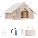 Inflatable Camping Tent, 4-6 Person, 3 x 3 m, with Stove Jack, 2 Doors and 4 Mesh Windows