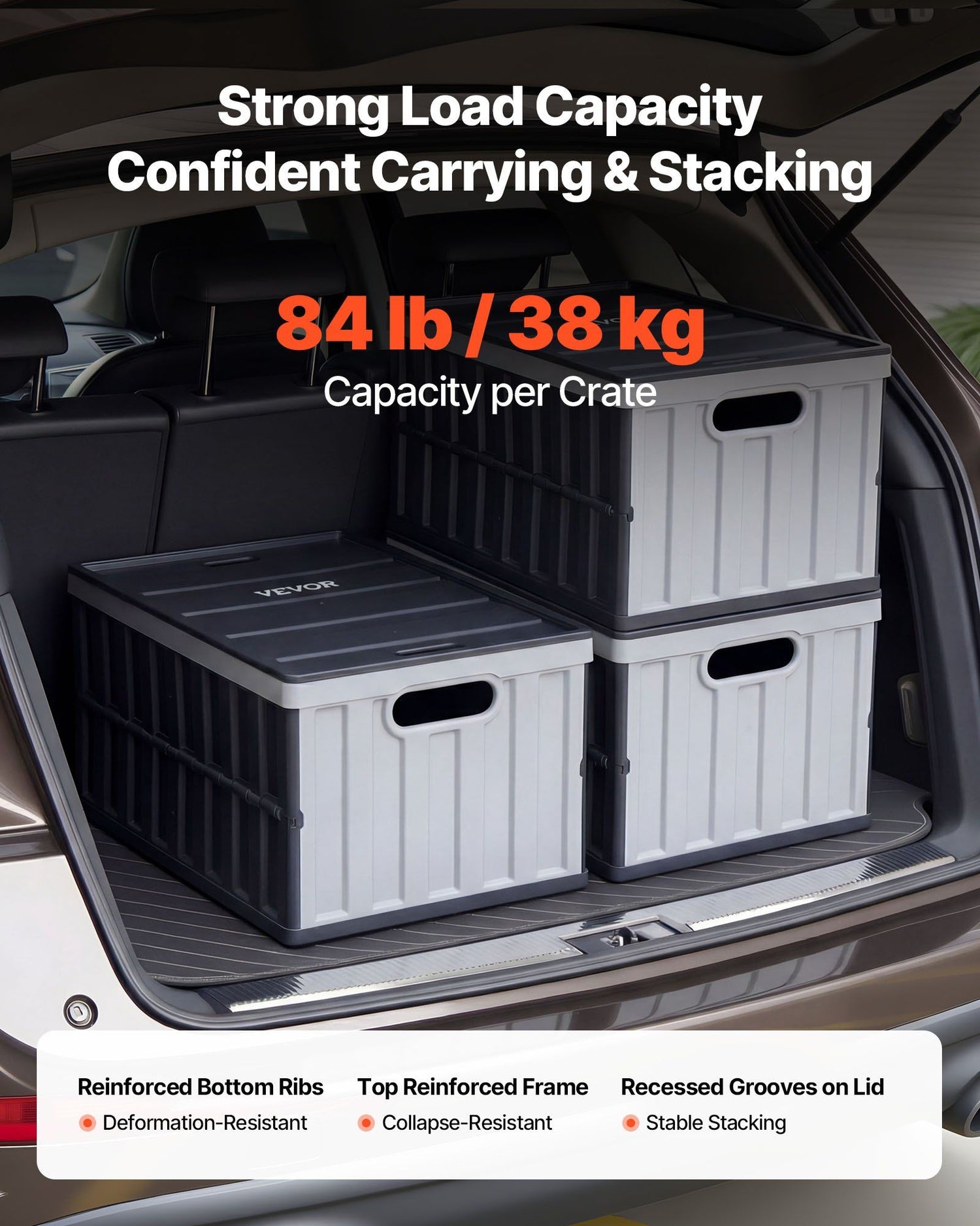 3-Pack 65L Collapsible Storage Crates with Lids – Heavy-Duty, Stackable & Space-Saving