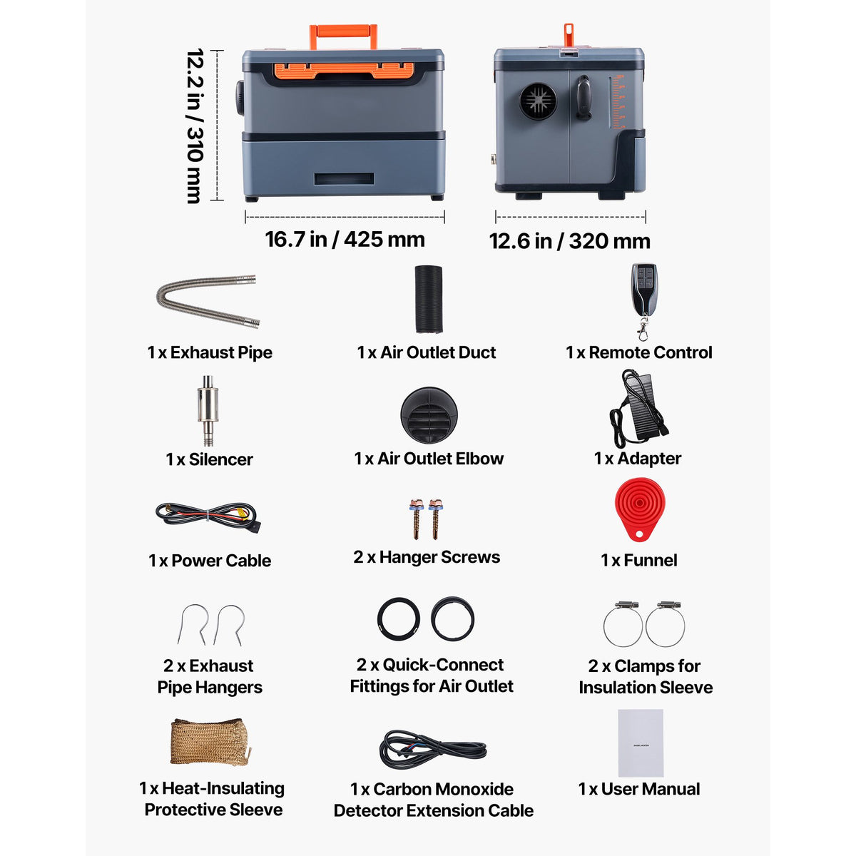 8kW Portable Diesel Air Heater, 12V/24V, 5L Tank, Bluetooth App