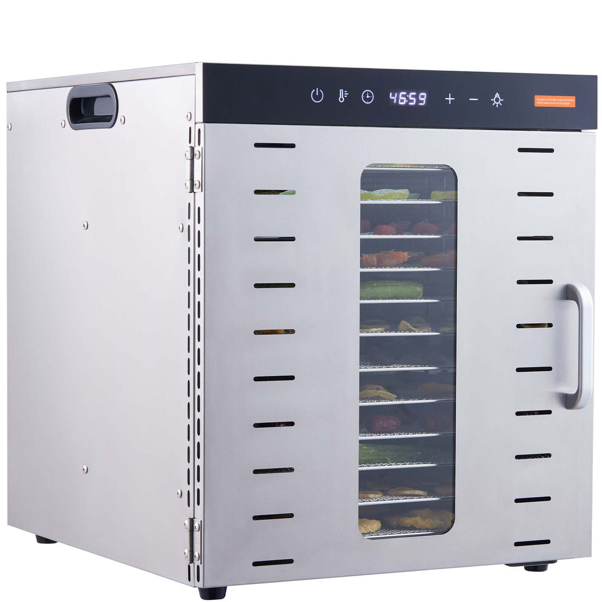 Food Dehydrator, 10 Stainless Trays, 1000W, 30-90°C, 48-Hour Timer