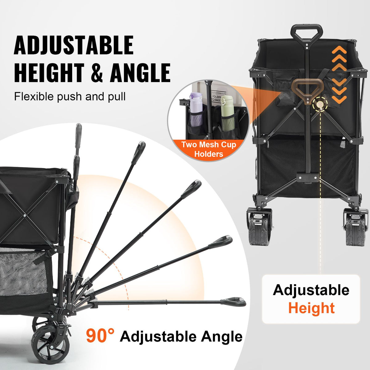 Foldable Double-Decker Wagon, 2-Tier Collapsible Cart, All-Terrain Wheels