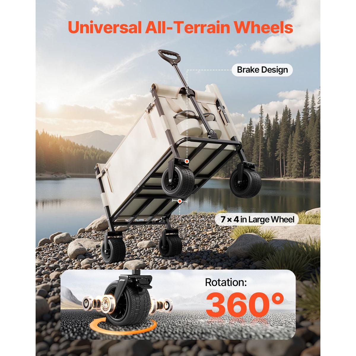 Collapsible Folding Wagon, Converts to Bench Seat, 250kg Load, 220L